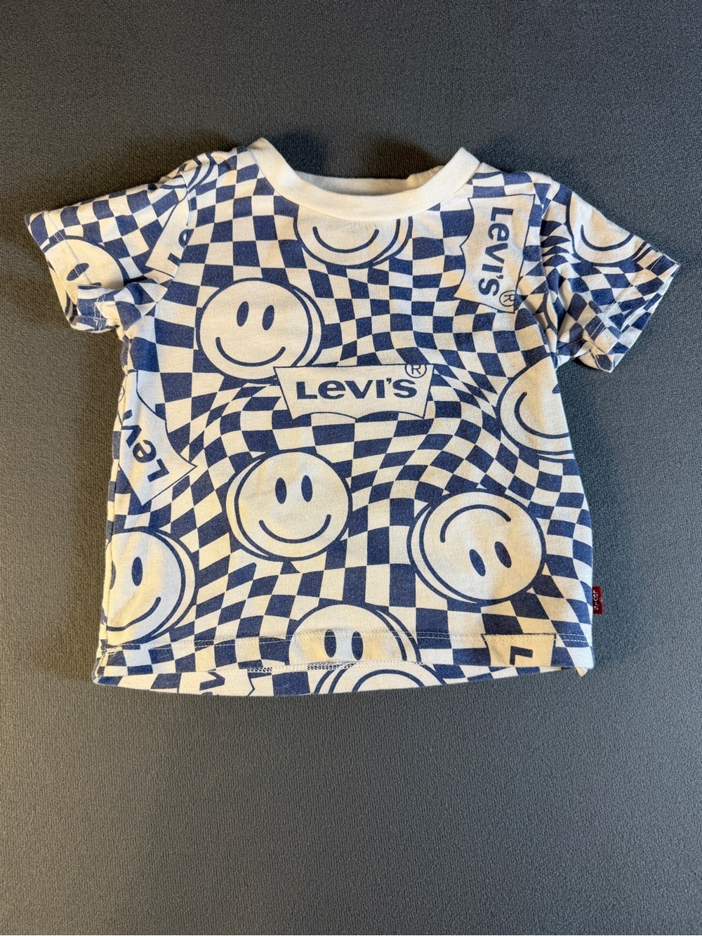 Levi's White & Blue Smiley Checker Tee for Kids